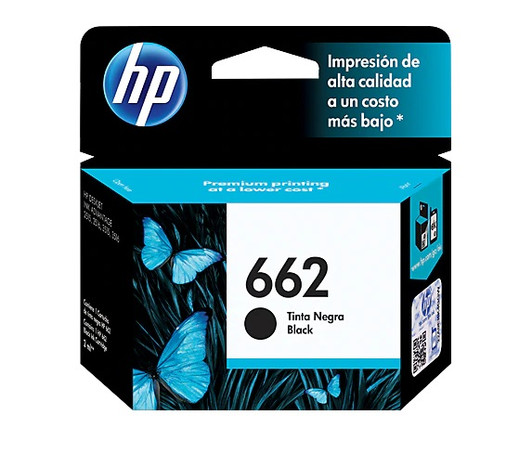 HP 662 Black Ink Cartridge 2ml Approximate 120 Pages Yield