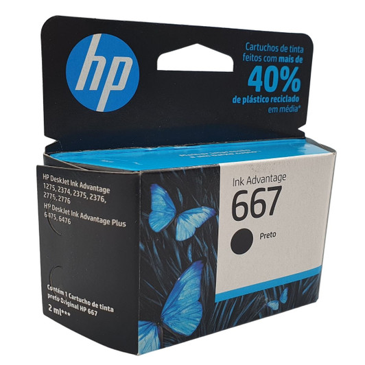HP 667 Black Ink Cartridge Approximate 120 Pages Yield