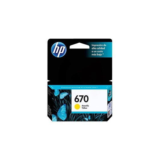 HP 670 Yellow Ink Cartridge Approximate 250 Pages Yield