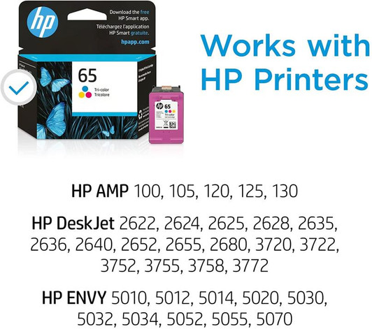 HP 65 Tri-color Ink Cartridge Approximate 100 Pages Yield
