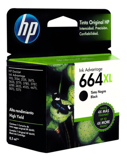 HP 664XL Black Ink Cartridge 8.5ml Approximate 480 Pages Yield