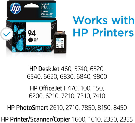 HP 94 Black Ink Cartridge 11ml Approximate 480 Pages Yield