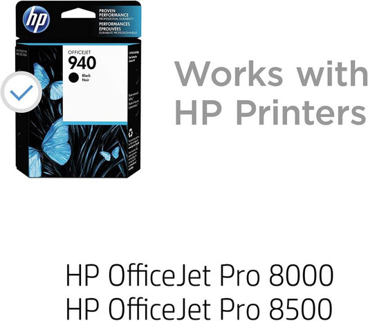 HP 940 Black Ink Cartridge Approximate 1,000 Pages Yield