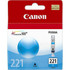 Canon 221 Cyan Ink Cartridge Approximate 530 Pages Yield