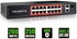 16 Port POE+ Switch with 2 Gigabit Uplink,802.3af/at Compliant, 200W Built in Power,Unmanaged