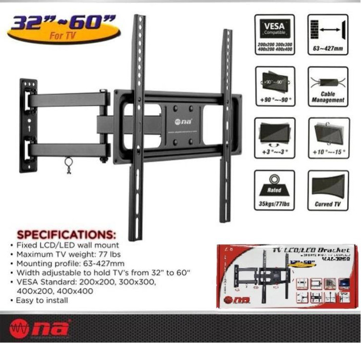 NA Tilt and Swivel Wall Mount TV Bracket for size 32" - 60"