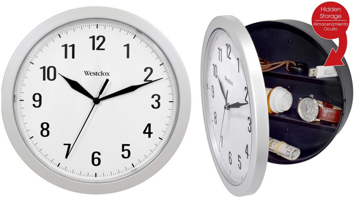 Westclox 9.75" White Hidden Storage Round Analog Wall clock
