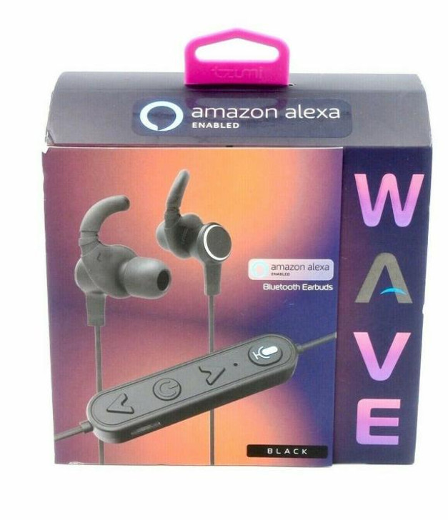 Tzumi wave Amazon Alexa Enabled Bluetooth Earbuds with Microphone (Black)