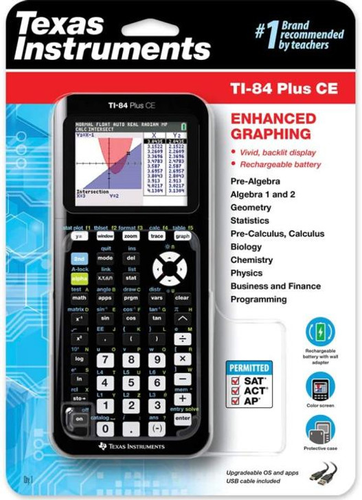 Texas Ti-84 Plus Ce Graphic Calculator Black