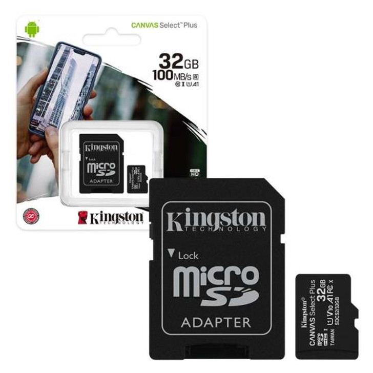 Kingston 32GB Micro SD Card Canvas Select Plus 100MB/S A1 Memory Card with Adapter