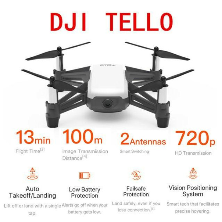 Tello Mini Drone Quadcopter for Kids Beginners 5MP Camera HD720 Video 13min Flight Time, powered by DJI, White