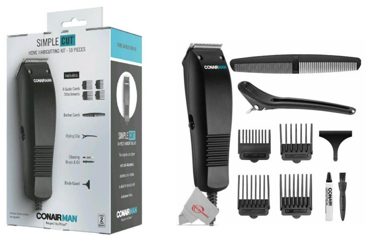Conair 10 Piece Simple Cut Hair Clipper Home Cutting Kit