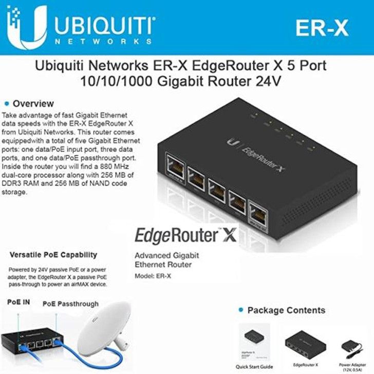 Ubiquiti ER-X EdgeRouter X 5 Port Gigabit Router 24V