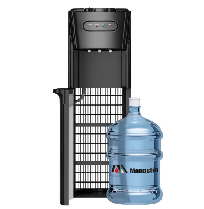 Manastin Bottom-Loading Water Dispenser, 3 Temperatures (Hot, Room and Cold), Child Safety Lock, LED Display with Empty Bottle Alert- Black