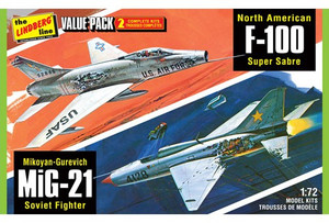 Lindberg HL432 Vietnam Era Fighters (F-100 Super Sabre & Mig-21BD) 2-Pack 1/72 Lindberg HL432 Vietnam Era Fighters (F-100 Super Sabre & Mig-21BD) 2-Pack 1/72