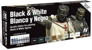 Vallejo 70151  Acrylic Model Color Black and White (8 bottles of 17 ml.) Vallejo 70151  Acrylic Model Color Black and White (8 bottles of 17 ml.)