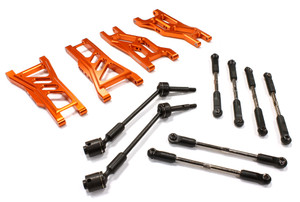 Integy T8129ORANGE Billet Complete Extended EXT Suspension Set+Drive Shafts for 1/10 Slash 2WD 