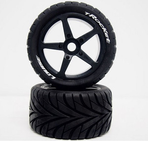 Louise LT3250B T-Rocket 1/8th Truggy Tyre Black Spoke Rim Mounted (2pcs)