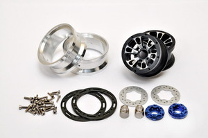 Hobao 230117B CNC Aluminum 1.9" Beadlock Ring 2 Wheels (Black) With Brake Discs 1/10