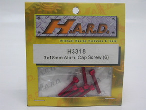 H.A.R.D H3318R Alu Cap Head Hex Screws 3x18mm (6pcs) Red Color