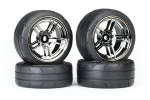 Traxxas 8375 Tires & wheels, assembled, glued (split-spoke black chrome wheels, 1.9" Response tires) 1/10 Traxxas 8375 Tires & wheels, assembled, glued (split-spoke black chrome wheels, 1.9" Response tires) 1/10