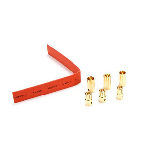 E-Flite EFLA266 Gold Bullet Connector Set, 6.5mm (3 male, 3 female)