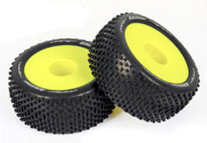 Louise LT3134SYH T-Pirate 1/8 Truggy Tyre, Soft, 1/2" Offset Yellow Rim (2pcs)