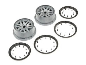 Losi LOS45022 Wheel and Beadlock Set, Grey (2), 5ive-T 2.0  1/5