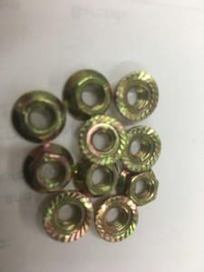 Family Land M4x4.5NF Zinc Yellow Passivate Serrated Flanged Nuts 10pcs