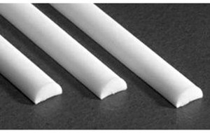 Evergreen 244 White Polystyrene Half Round 0.125 x 14" / 3.2mm x 36cm (3)