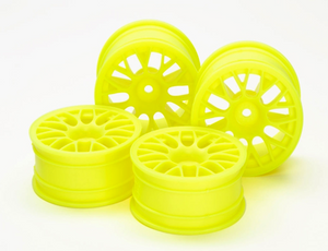 Tamiya 54850 24mm Med-Narrow Mesh Wheels (Offset +2, Fluorescent Yellow, 4pcs) 1/10
