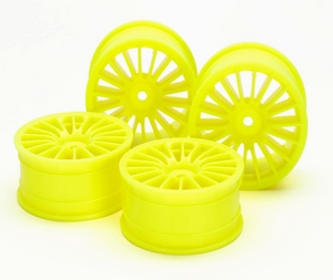 Tamiya 54852 24mm Med-Narrow 18-Spoke Wheels (Offset 0, Fluorescent Yellow, 4pcs) 1/10