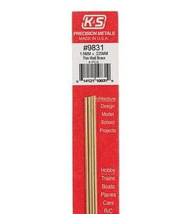 K&S 9831 Thin Wall Brass Tube OD 1.5mmx300mm (0.225mm) 4pcs