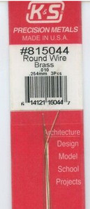 K&S 815044 ROUND WIRE BRASS .010in (.254mm/ 12in length) 3pcs