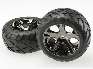 Traxxas 3773A Tires & wheels, assembled, glued (All Star black chrome wheels, Anaconda® tires, foam inserts) (2WD electric rear) 1/10