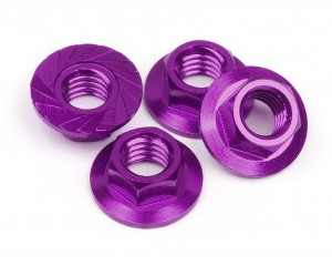 HPI 87268 SERRATED FLANGE NUT M4 (PURPLE/4pcs)