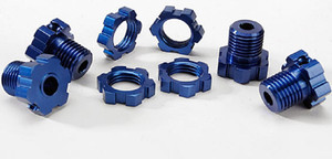 Traxxas 5353X Wheel hubs, splined, 17mm (blue-anodized) (4)/ wheel nuts, splined, 17mm (blue-anodized) (4)/ screw pins, 4x13mm (with threadlock) (4) Traxxas 5353X Wheel hubs, splined, 17mm (blue-anodized) (4)/ wheel nuts, splined, 17mm (blue-anodized) (4)/ screw pins, 4x13mm (with threadlock) (4)