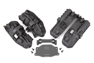 Traxxas 8080X Fenders, inner (narrow), front & rear (2 each)/ rock light covers (8)/ battery plate/ body mount/ 3x8 flat-head screws (4)/ 2.5x6 CS (10) (for clipless body mounting)