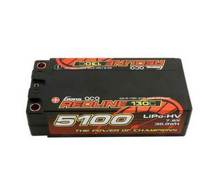 Gens Ace 5100-130C 2S Redline 5100mAh 7.6V 130C Shorty Hardcase 64#/ HV LiPo Battery 