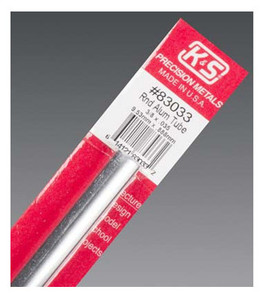 K&S 83033 ROUND ALUMINUM TUBE 3/8 x .035 WALL (9.53 x .888mm) 12in length