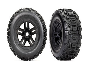 Traxxas 9672 Tires & wheels, assembled, glued (3.8" black wheels, Sledgehammer® tires, foam inserts) (2) 1/8 Traxxas 9672 Tires & wheels, assembled, glued (3.8" black wheels, Sledgehammer® tires, foam inserts) (2) 1/8