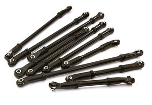 Integy 28195BLACK Alloy Machined Steering & Sus Linkage Set for 1/10 TRX-4 (12.8-in WB)
