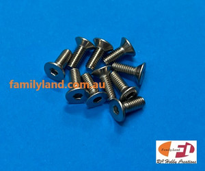 Family Land 3x8mm Stainless Steel Contersunk Hex Socket Screw (10pcs) (Marine)