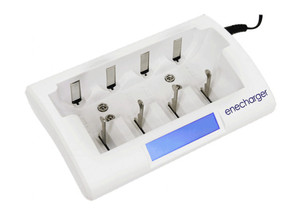 Enecharger NC800U Smart LCD Battery charger for AAA, AA, C, D & 9V NiMH cells. Input 240VAC or 12VDC