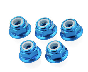 Tamiya 53159 Anodized Flange Lock Nuts 4mm (Blue 5pcs)