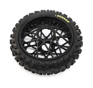 Losi LOS46005 Dunlop MX53 Rear Tyre Mounted with Black Wheel, ProMoto-MX 1/4