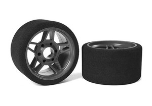 Team Corally 14713-32 Attack foam tires - 1/8 SSX-8 - 32 shore - Front - 65mm - Carbon Flex Rims 2pcs