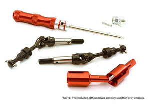 Integy 28790RED Universal Drive Shafts for Tamiya 1/10 TA07 & TT01