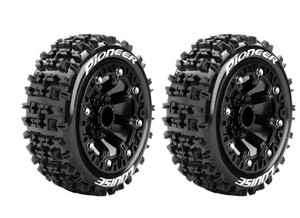 Louise 3278SB Pioneer 2.2" Stadium Truck Tyre Soft Black Spoke Rim/ 12mm Hex 1/16