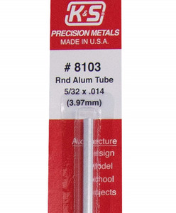 K&S 8103 ALU TUBE .014 WALL (12in LENGTHS) 5/32in (3.97mm) 1pc